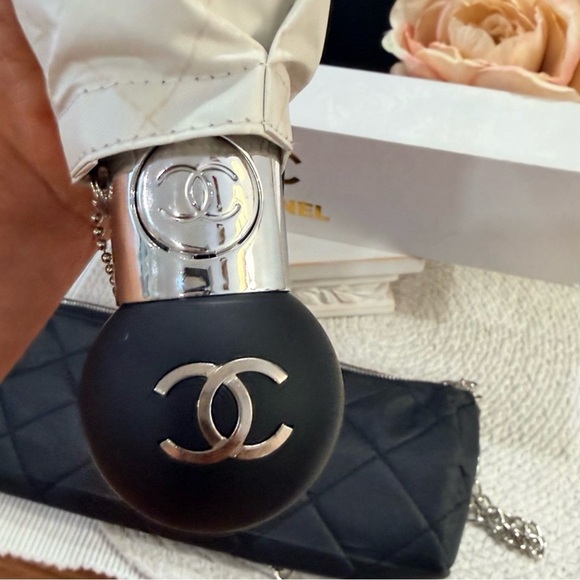 CC Cream and Black Printed Camellia Flower Umbrella - Picture 9 of 12